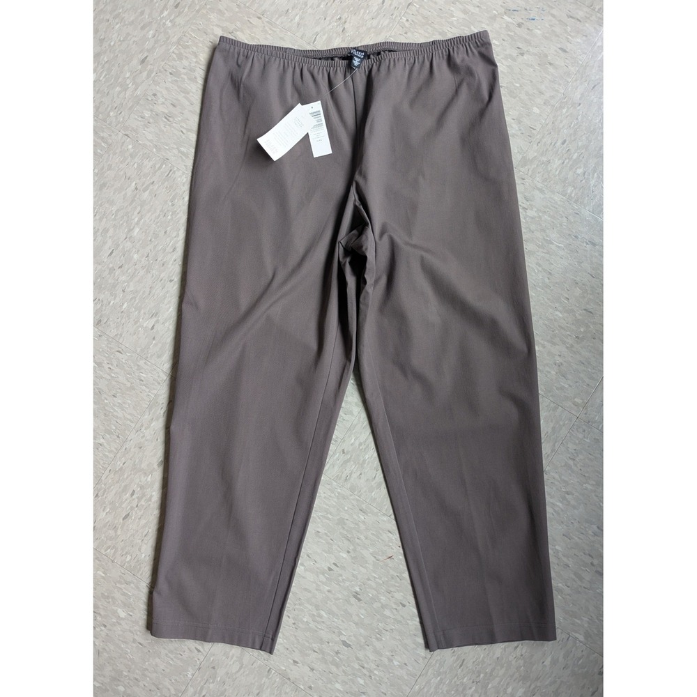 Eileen Fisher Vintage 90s Stretch Cotton Twill Ankle Pants Taupe XL